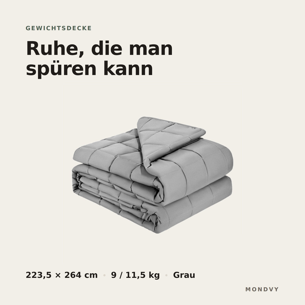 MondVy Gewichtsdecke in Grau, 223,5 × 264 cm, 9 oder 11,5 kg