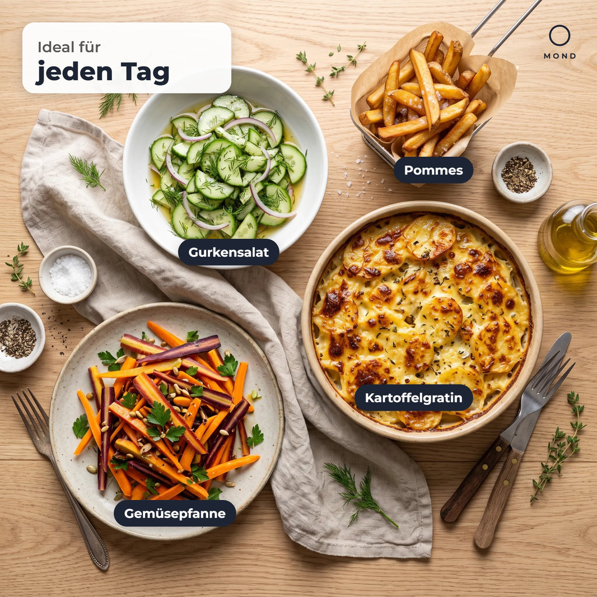 Ideal für Gurkensalat, Pommes, Kartoffelgratin und Gemüsepfanne